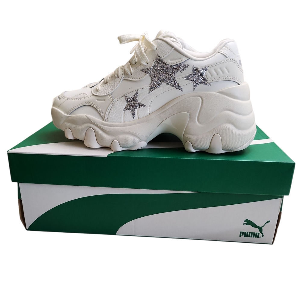 Puma White Sneakers with Glitter Stars